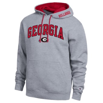 Men's Champion  Heather Gray Georgia Bulldogs Arch Tackle Twill Hoodie