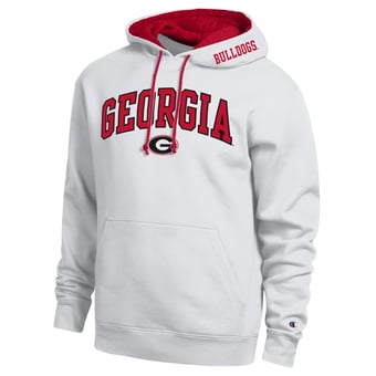 Men's Champion  White Georgia Bulldogs Arch Tackle Twill Hoodie