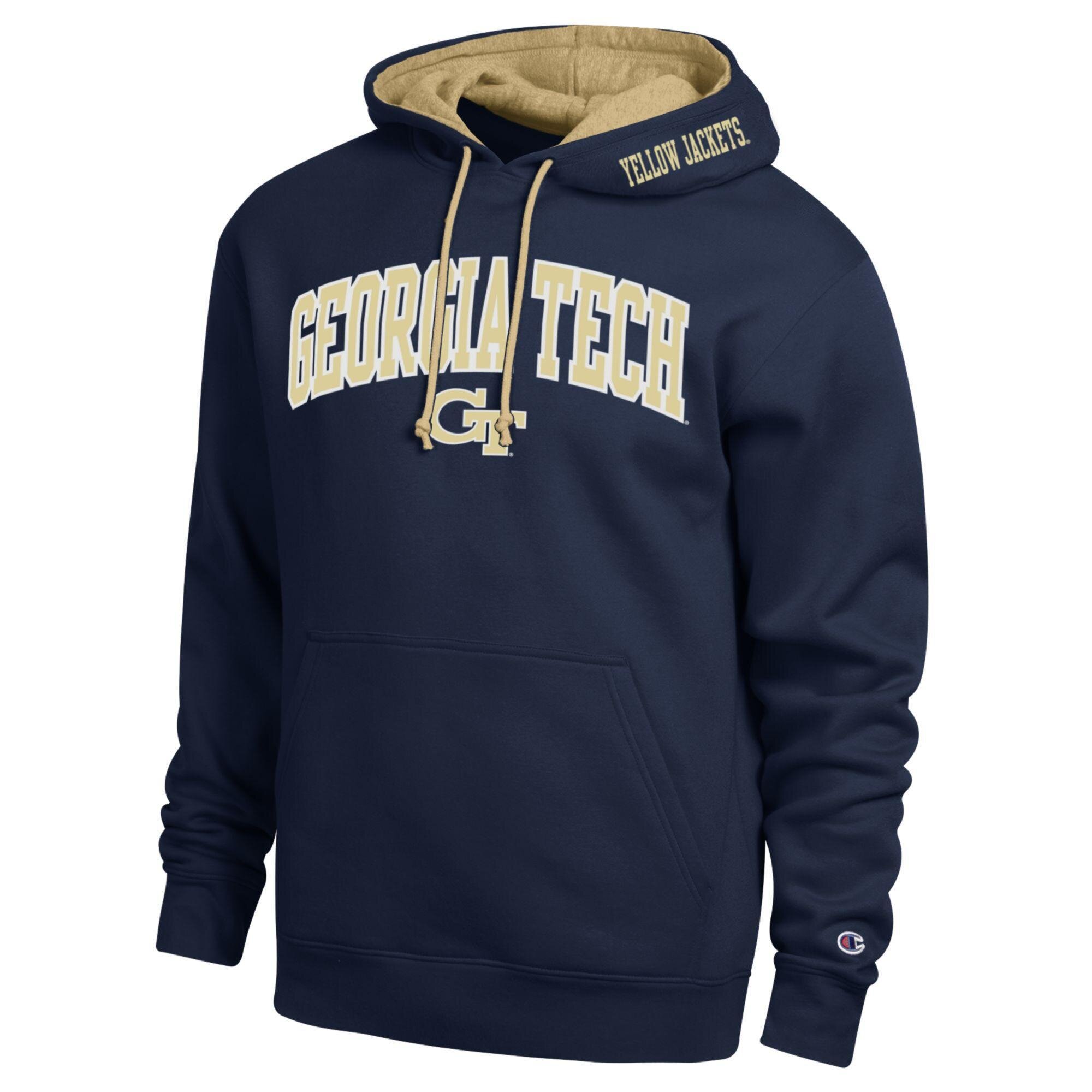 Men's Champion  Navy Georgia Tech Yellow Jackets Arch Tackle Twill Hoodie