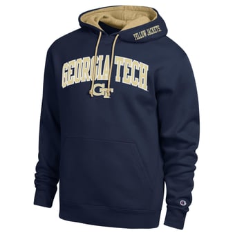 Men's Champion  Navy Georgia Tech Yellow Jackets Arch Tackle Twill Hoodie