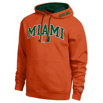 Men's Champion  Orange Miami Hurricanes Arch Tackle Twill Hoodie