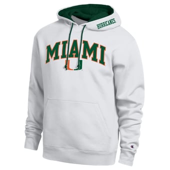 Men's Champion  White Miami Hurricanes Arch Tackle Twill Hoodie