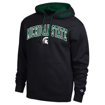 Men's Champion  Black Michigan State Spartans Arch Tackle Twill Hoodie