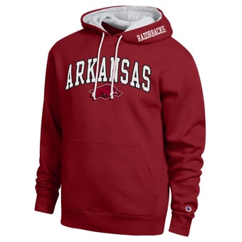 Men's Champion  Cardinal Arkansas Razorbacks Arch Tackle Twill Hoodie
