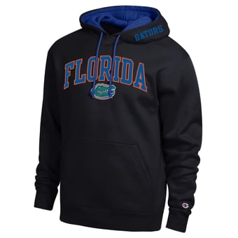 Men's Champion  Black Florida Gators Arch Tackle Twill Hoodie