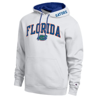 Men's Champion  White Florida Gators Arch Tackle Twill Hoodie