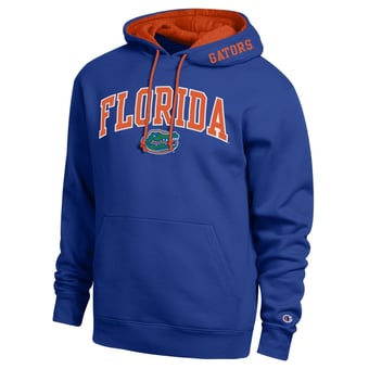 Men's Champion  Royal Florida Gators Arch Tackle Twill Hoodie
