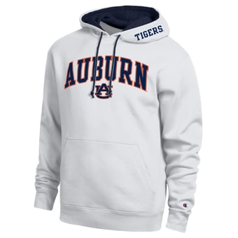 Men's Champion  White Auburn Tigers Arch Tackle Twill Hoodie