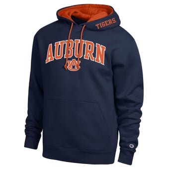 Men's Champion  Navy Auburn Tigers Arch Tackle Twill Hoodie
