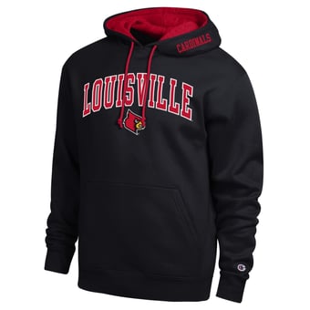 Men's Champion  Black Louisville Cardinals Arch Tackle Twill Hoodie