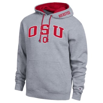 Men's Champion  Heather Gray Ohio State Buckeyes Arch Tackle Twill Hoodie