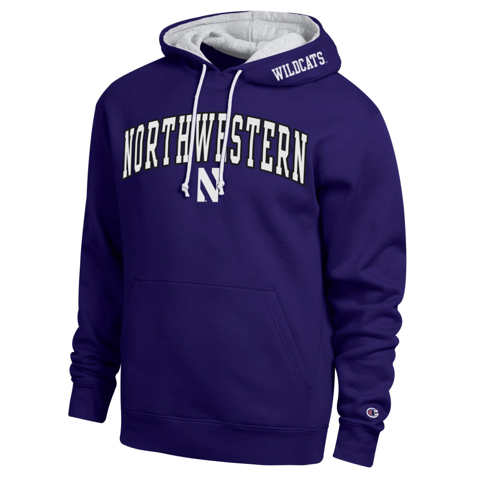 Men's Champion  Purple Northwestern Wildcats Arch Tackle Twill Hoodie