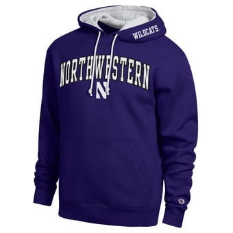 Men's Champion  Purple Northwestern Wildcats Arch Tackle Twill Hoodie