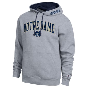 Men's Champion  Heather Gray Notre Dame Fighting Irish Arch Tackle Twill Hoodie