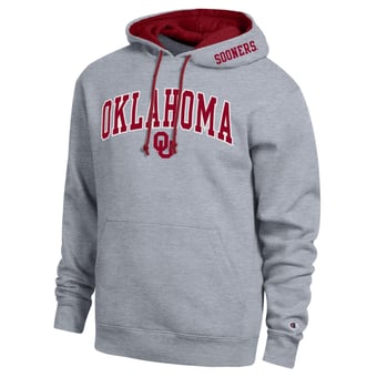 Men's Champion  Heather Gray Oklahoma Sooners Arch Tackle Twill Hoodie