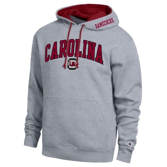 Men's Champion  Heather Gray South Carolina Gamecocks Arch Tackle Twill Hoodie