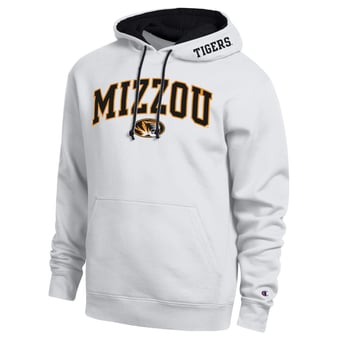 Men's Champion  White Missouri Tigers Arch Tackle Twill Hoodie