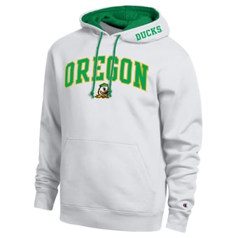Men's Champion  White Oregon Ducks Arch Tackle Twill Hoodie