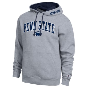 Men's Champion  Heather Gray Penn State Nittany Lions Arch Tackle Twill Hoodie