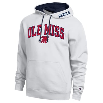 Men's Champion  White Ole Miss Rebels Arch Tackle Twill Hoodie
