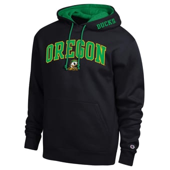 Men's Champion  Black Oregon Ducks Arch Tackle Twill Hoodie