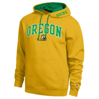 Men's Champion  Yellow Oregon Ducks Arch Tackle Twill Hoodie