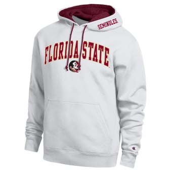 Men's Champion  White Florida State Seminoles Arch Tackle Twill Hoodie