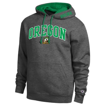 Men's Champion  Charcoal Oregon Ducks Arch Tackle Twill Hoodie