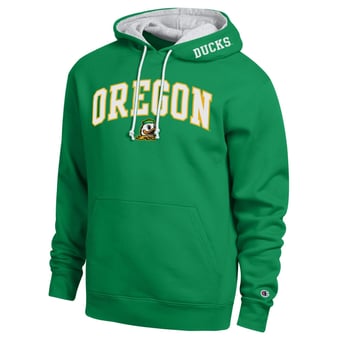 Men's Champion  Green Oregon Ducks Arch Tackle Twill Hoodie