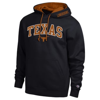 Men's Champion  Black Texas Longhorns Arch Tackle Twill Hoodie