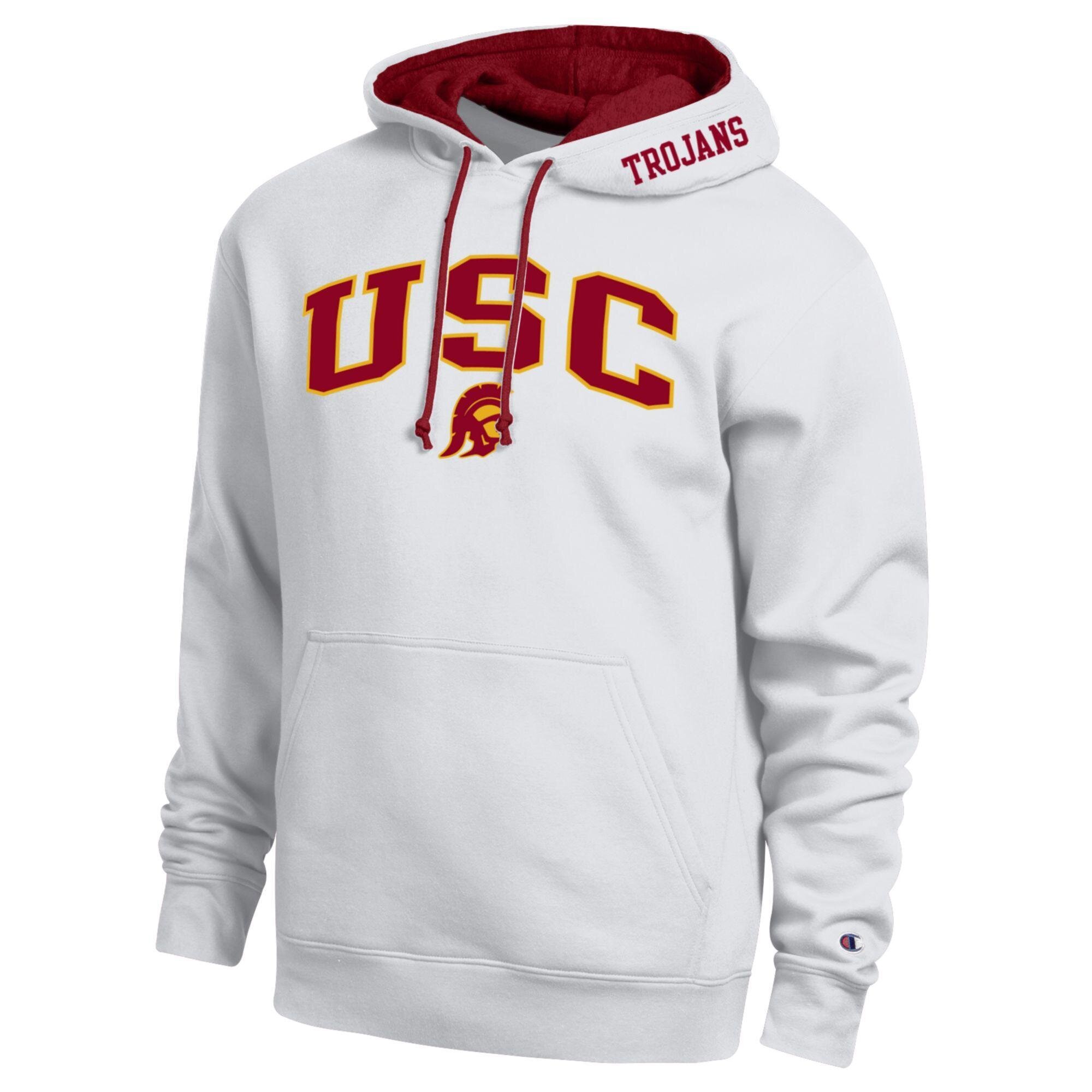 Men's Champion  White USC Trojans Arch Tackle Twill Hoodie