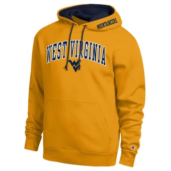 Men's Champion  Gold West Virginia Mountaineers Arch Tackle Twill Hoodie