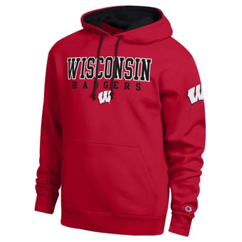 Men's Champion  Red Wisconsin Badgers Contrast Hoodie