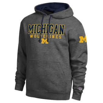 Men's Champion  Charcoal Michigan Wolverines Contrast Hoodie