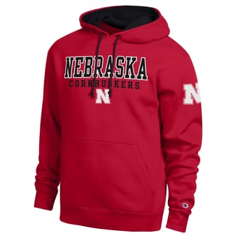 Men's Champion  Scarlet Nebraska Huskers Contrast Hoodie