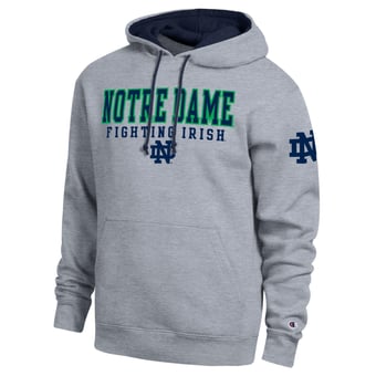 Men's Champion  Heather Gray Notre Dame Fighting Irish Contrast Hoodie