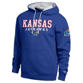 Men's Champion  Royal Kansas Jayhawks Contrast Hoodie