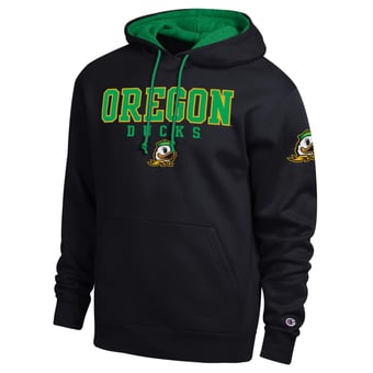 Men's Champion  Black Oregon Ducks Contrast Hoodie