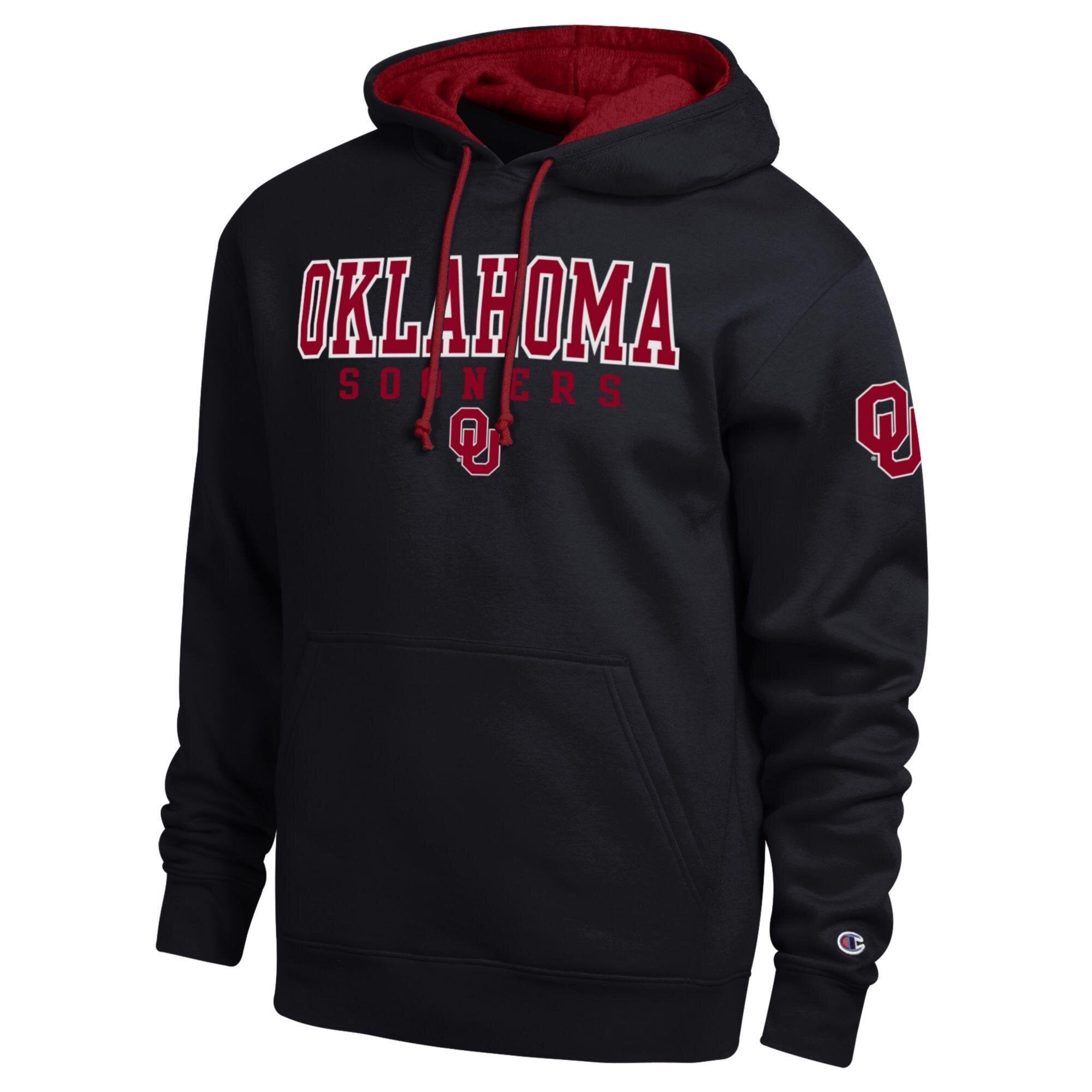 Men's Champion  Black Oklahoma Sooners Contrast Hoodie