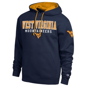 Men's Champion  Navy West Virginia Mountaineers Contrast Hoodie