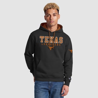 Men's Champion  Black Texas Longhorns Contrast Hoodie