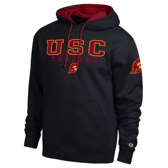 Men's Champion  Black USC Trojans Contrast Hoodie