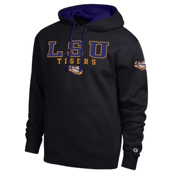 Men's Champion  Black LSU Tigers Contrast Hoodie