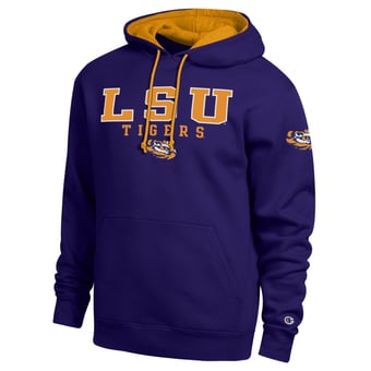 Men's Champion  Purple LSU Tigers Contrast Hoodie