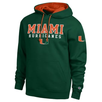 Men's Champion  Green Miami Hurricanes Contrast Hoodie