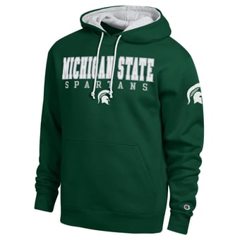 Men's Champion  Green Michigan State Spartans Contrast Hoodie