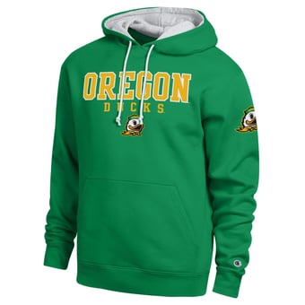 Men's Champion  Green Oregon Ducks Contrast Hoodie