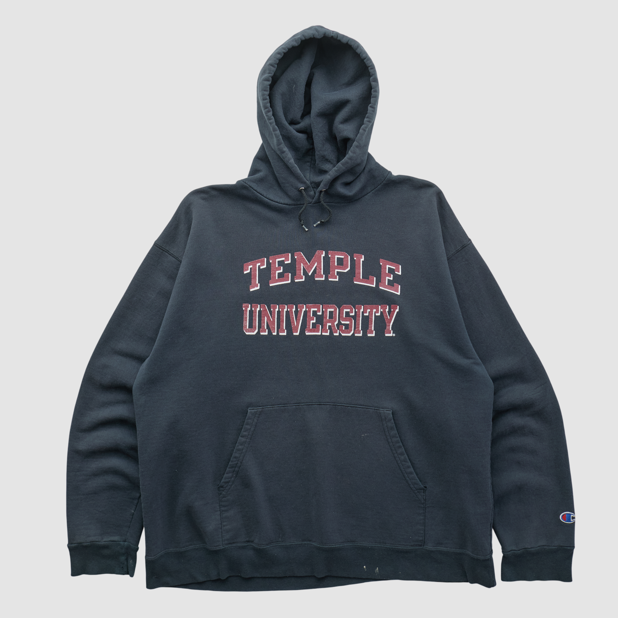 Temple Owls Champion 2000s Hooded Pullover Sweatshirt - Navy - L by Fanatics Real Vintage