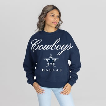 Women's Gameday Couture Navy Dallas Cowboys Legacy Club Premium Fleece Drop Shoulder Oversized Sweatshirt