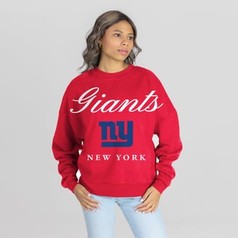 Women's Gameday Couture Red New York Giants Legacy Club Premium Fleece Drop Shoulder Oversized Sweatshirt